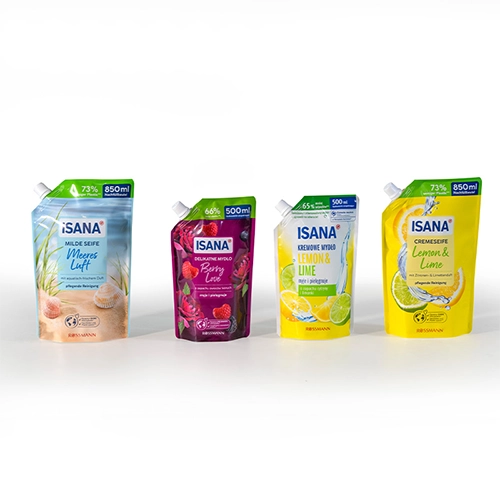 Spouted Liquid Stand Up Pouches In Recyclable Packaging Materials