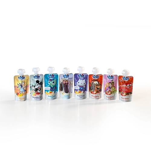 Sachets de yaourt à bec verseur
